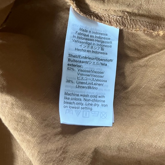 Madewell Linen Blend Dolman Sleeve Midi Dress Caramel Coffee Brown VNeck READ 4 - Picture 6 of 12